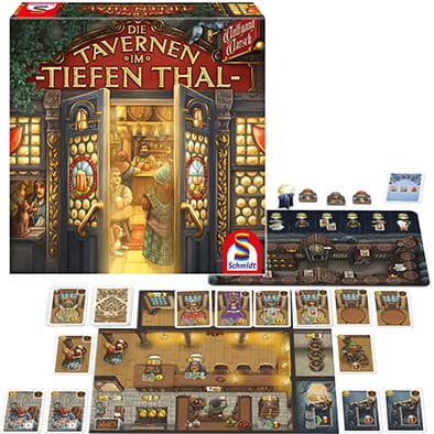Portada de Juego de Mesa Tabernas en Valle Profundo, Alemán.