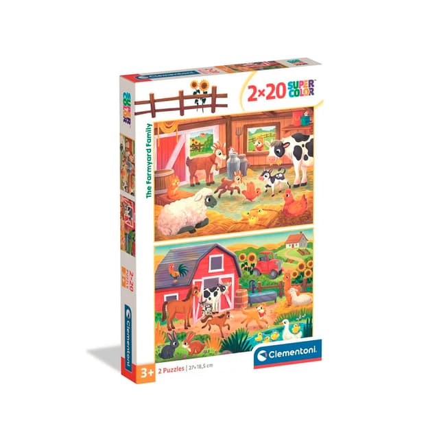 Portada de The Farmyard Family Puzzle Clementoni Super Color 2×20