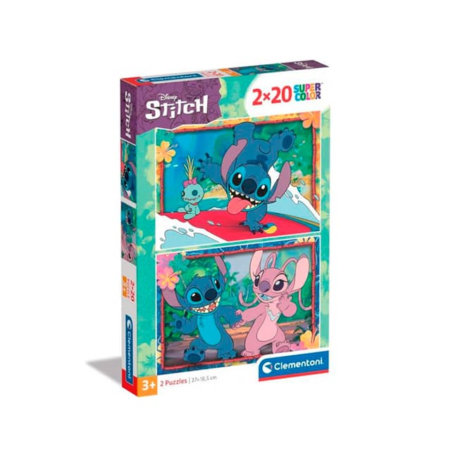 Portada de Disney Stitch Puzzle Clementoni Super Color 2×20 piezas