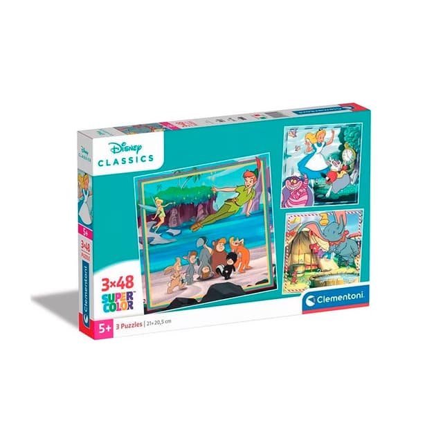 Portada de Disney Classics Puzzle Clementoni Super Color 3×48