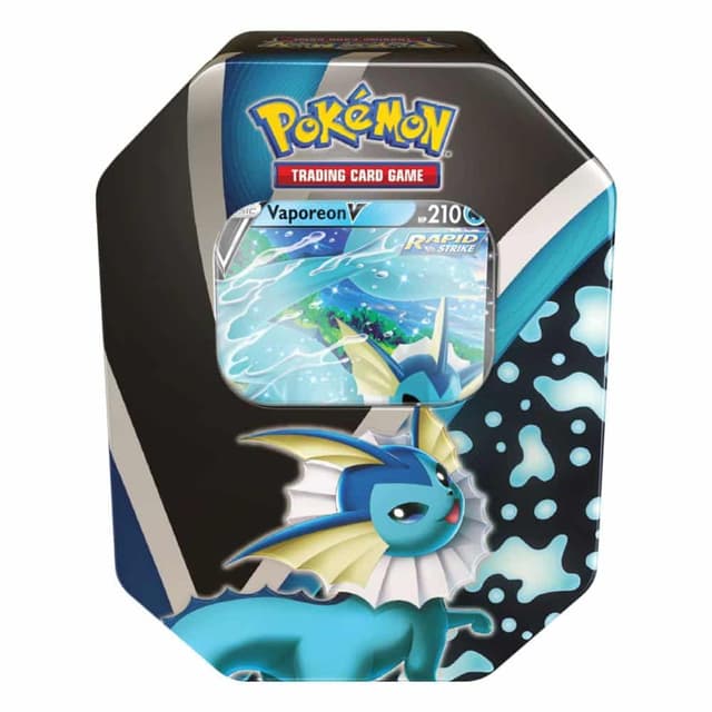 Portada de Pokémon Eevee Evolutions Tin Vaporeon V Inglés