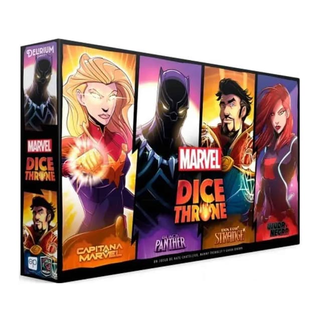 Portada de Dice Throne Marvel Caja 2 (Capitana Marvel, Black Panther, Doctor Strange y Black Widow)